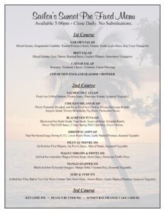 Sailor's Sunset Menu